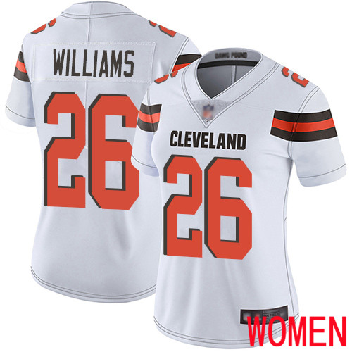 Cleveland Browns Greedy Williams Women White Limited Jersey #26 NFL Football Road Vapor Untouchable